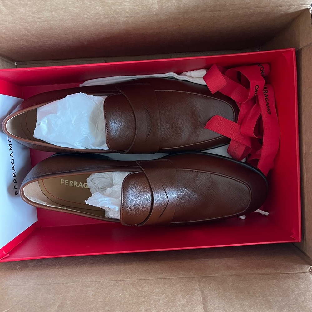 Salvatore Ferragamo Men's Leather Loafers in Rich Brown